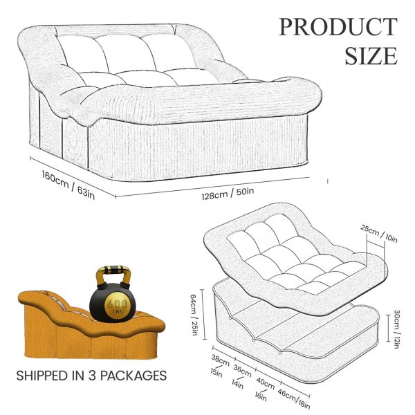 Oversized Curved Chaise Lounge Sofa Sleeper for Living Room - Изображение 13