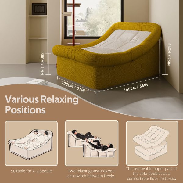 Oversized Curved Chaise Lounge Sofa Sleeper for Living Room - Изображение 18