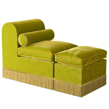 zamatová ležadlová pohovka s taburetkou 6602