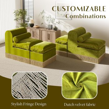 zamatová ležadlová pohovka s taburetkou 6604