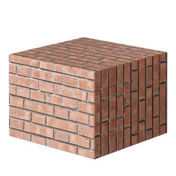 Dekorativer, moderner Ottomanen-Hocker mit Würfelfuß für Wohnakzente (Rotziegel)