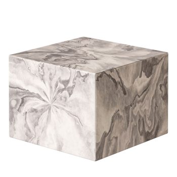 Moderner osmanischer Würfel-Dekorationspouf als Fußstütze für Zuhause (Weißer Marmor)