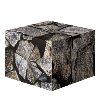 Moderner osmanischer Würfel-Mehrzweck-Fußhocker und Sitzpouf (Steinstruktur)