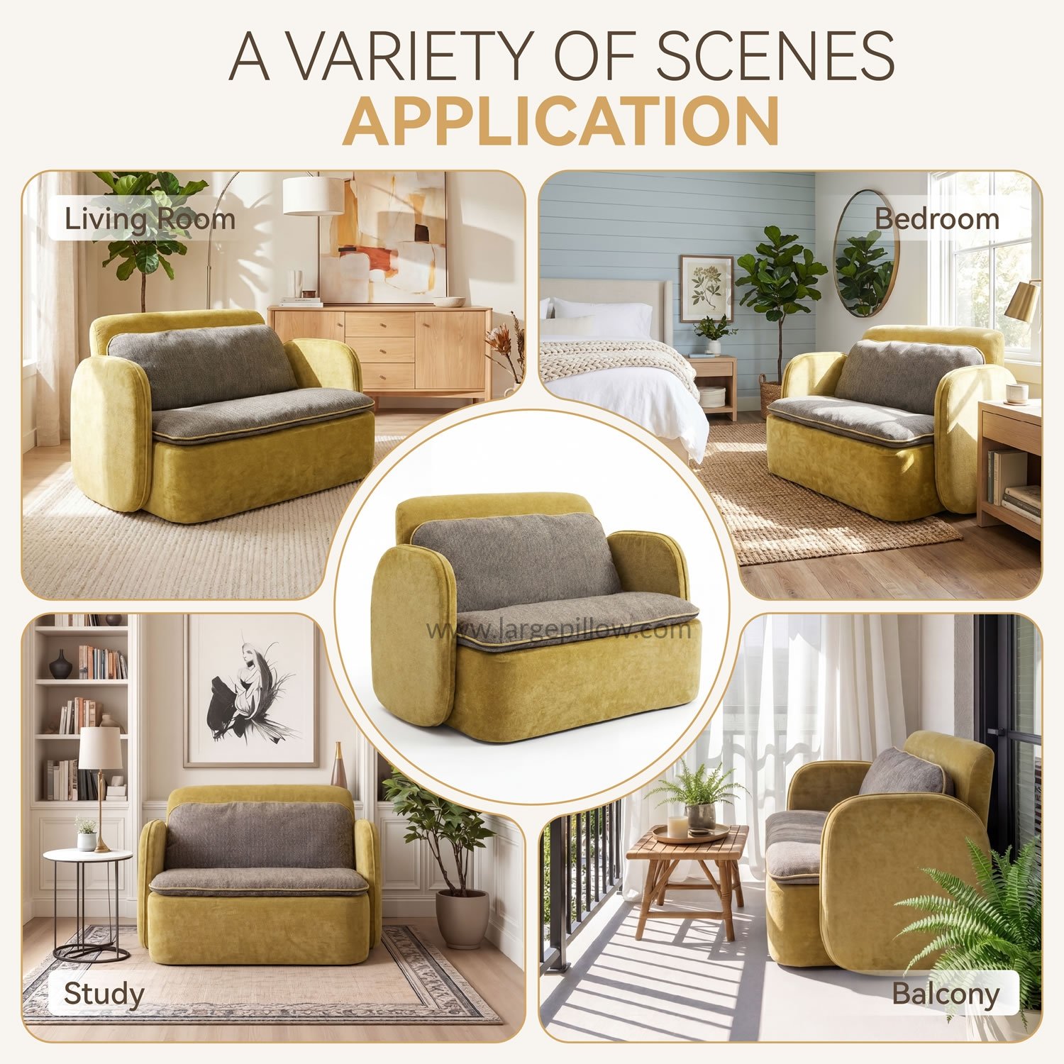 Kompakt kárpitozott kétszemélyes kanapé támasztó háttámlával és levehető karfákkal 3 Compact Upholstered Loveseat Sofa with Supportive Back and Removable Arms – 3 kép