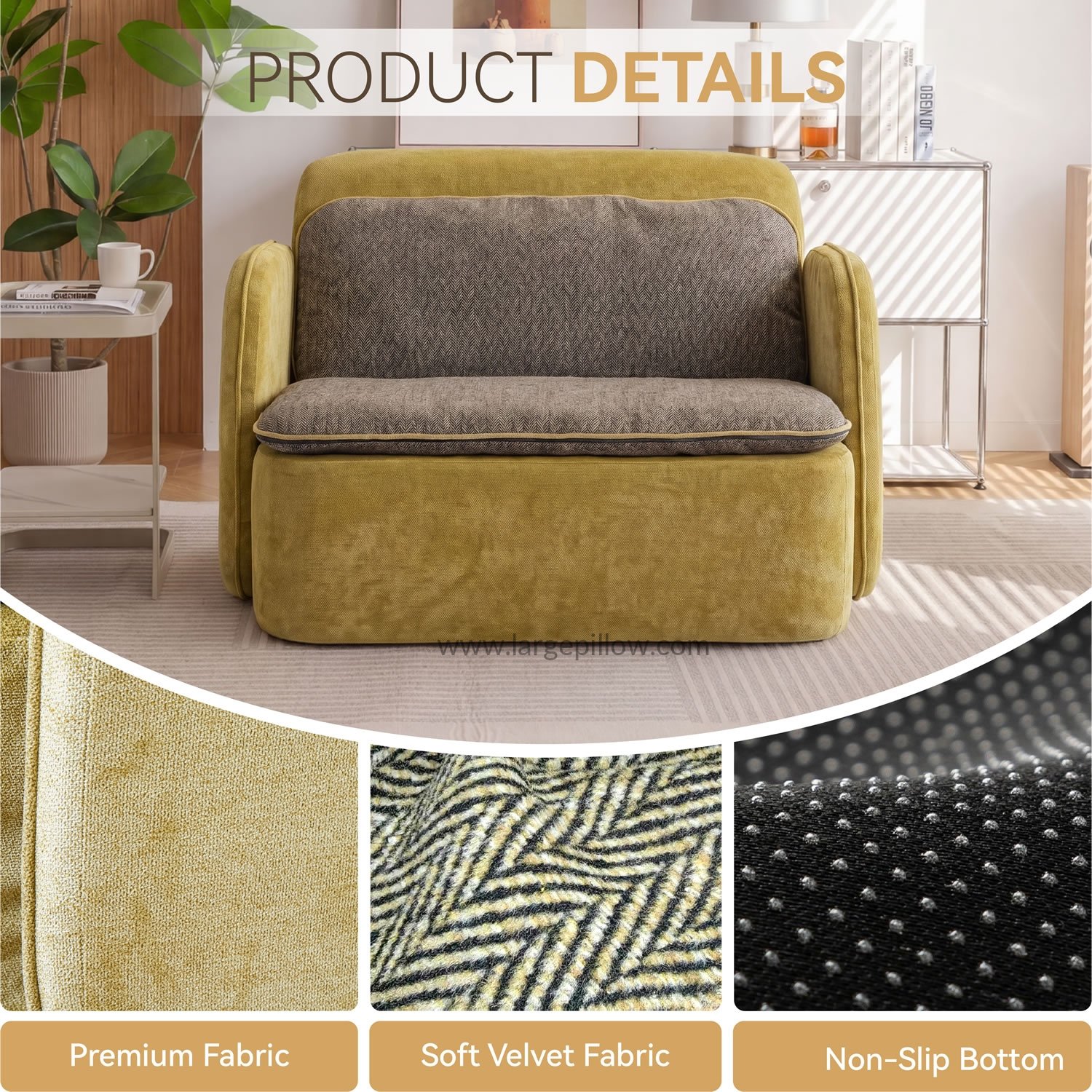 Kompakt kárpitozott kétszemélyes kanapé támasztó háttámlával és levehető karfákkal 8 Compact Upholstered Loveseat Sofa with Supportive Back and Removable Arms – 8 kép