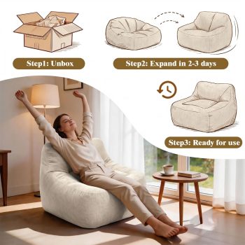 Comfy Velvet Bean Bag Lounger for Reading & Gaming – 3 kép