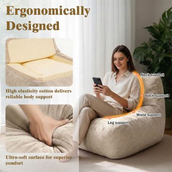 Comfy Velvet Bean Bag Lounger for Reading & Gaming – 4 kép