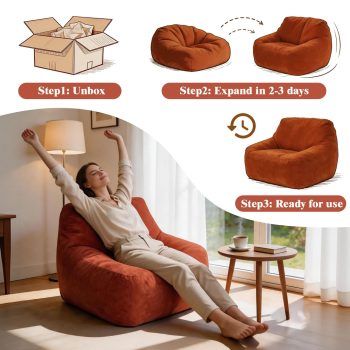Ultra-Soft Plush Bean Bag Chair for Gaming & Bedroom – 3 kép